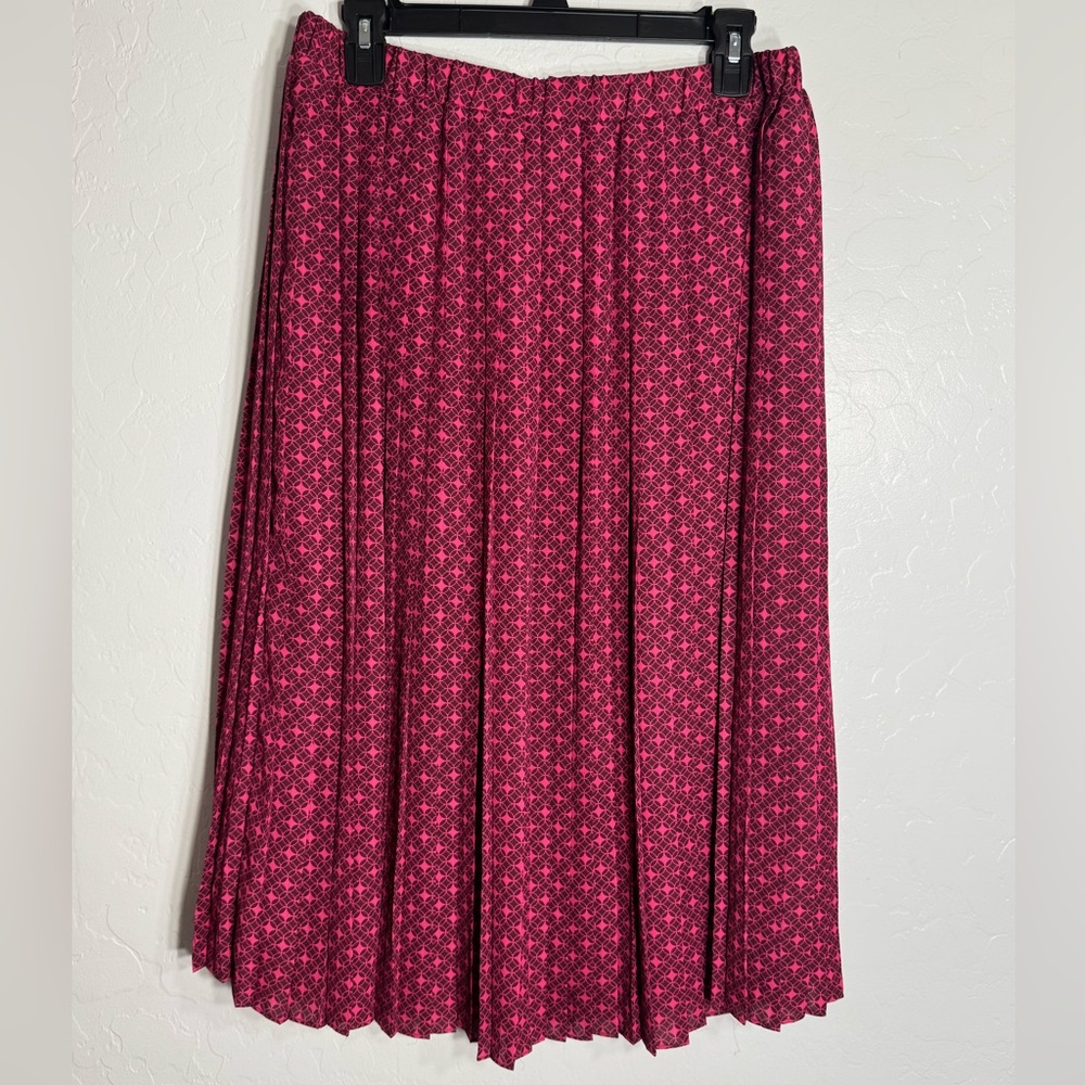 Banana Republic Pink Geometric Pleated Midi Skirt Size M Lined Made in PH